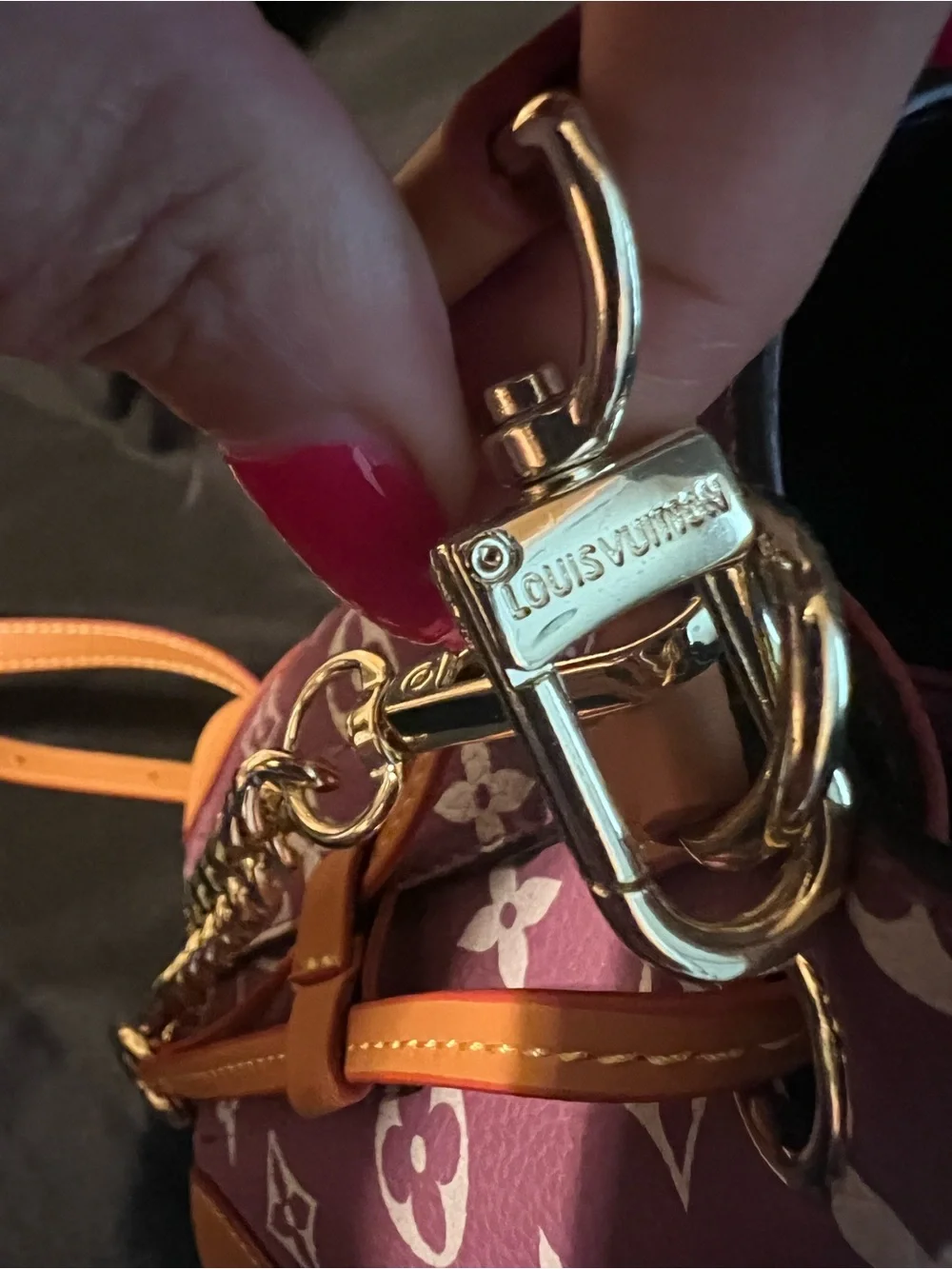 Louis Vuitton “Fashion” Purple Monogram Bucket Bag with Tan Leather - Picture 12 of 13